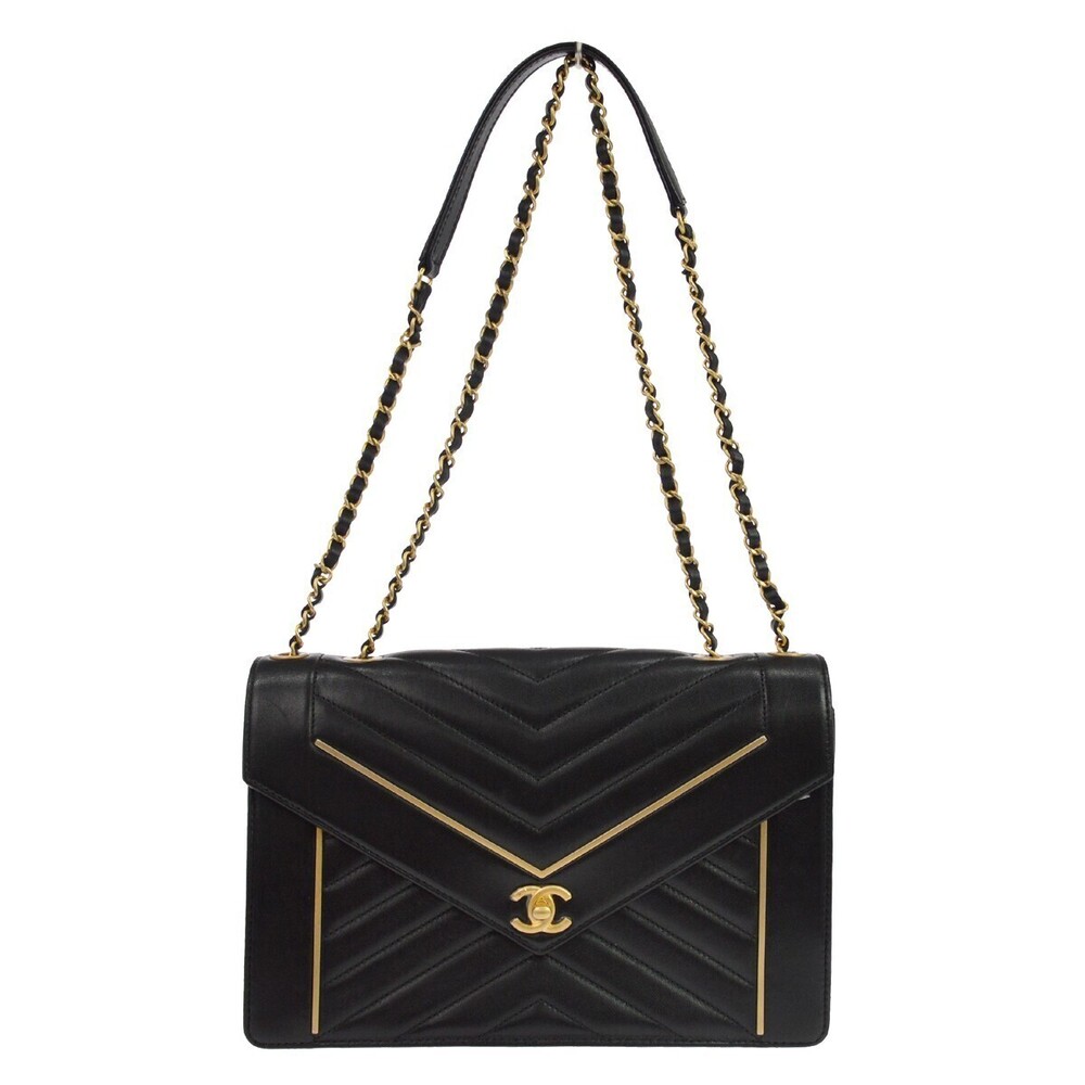 Chanel Reversed Flap Chevron Lambskin Medium